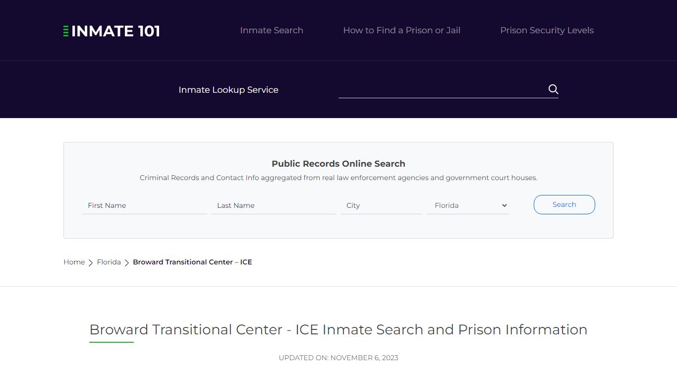 Broward Transitional Center - ICE Inmate Search, Visitation, Phone no ...